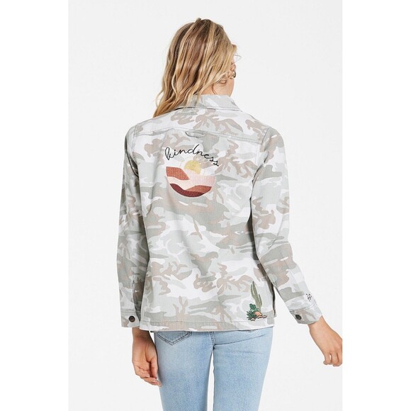 Dear John Womens Size Small Desert Sage Camo Embroidered Roxie Denim Jacket EUC - Picture 7 of 13